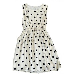 JCrew Women's 100% Silk Creme w/black Polka Dot Sleeveless Mini Dress